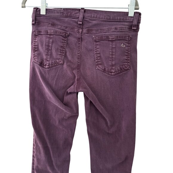 Rag & Bone Womens Purple Burgundy Mid Rise Skinny Jeans Distressed Denim - Picture 10 of 14